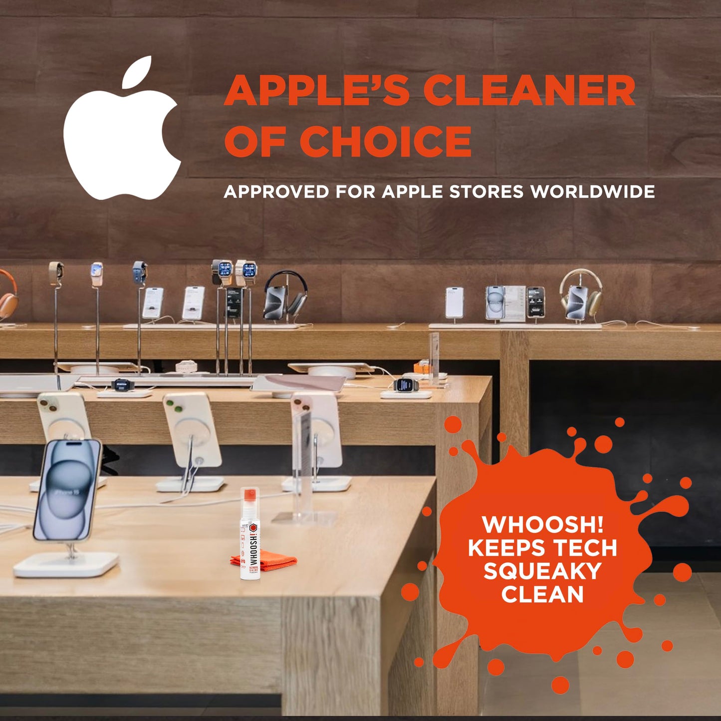 WHOOSH! Screen Shine Go - 1 fl oz Refillable Screen Cleaner Kit with Microfiber Cloth for MacBook, Phone, iPad & Eyeglasses - Powerful Streak-Free