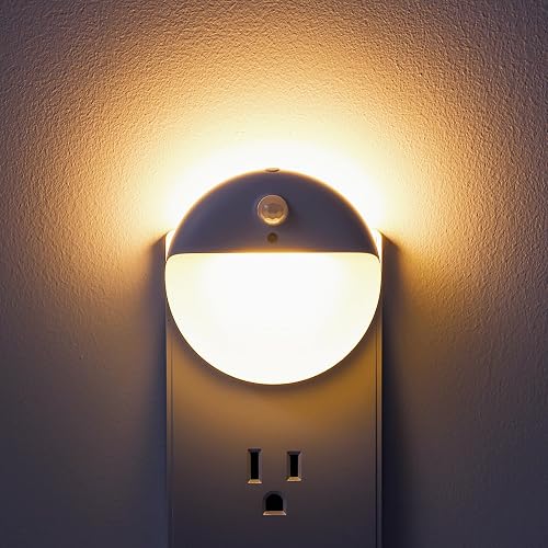 YUNLEX 2 Pack Plug in Night Light with 3 Lighting Ways, Stepless Dimming, Light Sensor, Warm White Nightlight for Bathroom, Hallway, Stairs, Bedroom