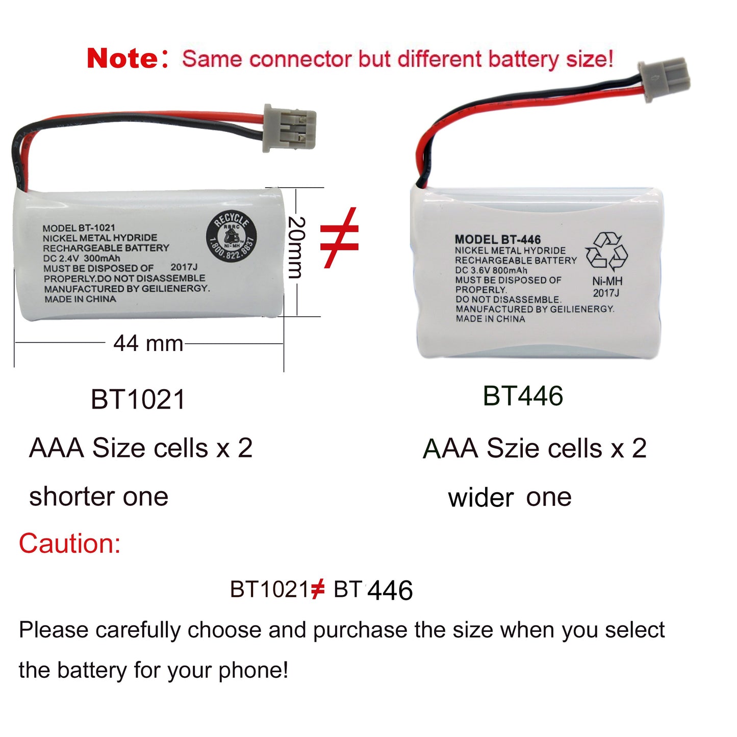 GEILIENERGY BT446 BT-446 Phone Battery Compatible with Uniden BBTY0503001 BT-1004 BT-1005 GE-TL26402 BT-504 CPH-488B 3.6V 800mAh (3 Pack)