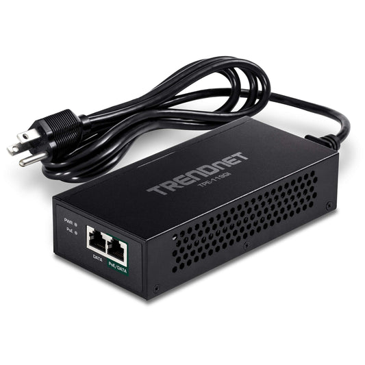 TRENDnet Gigabit PoE++ Injector, TPE-119GI, NDAA + TAA Compliant, Supports 15.4W, 30W, and 95W, Up to 100m(328 ft), Integrated Power Supply, IEEE