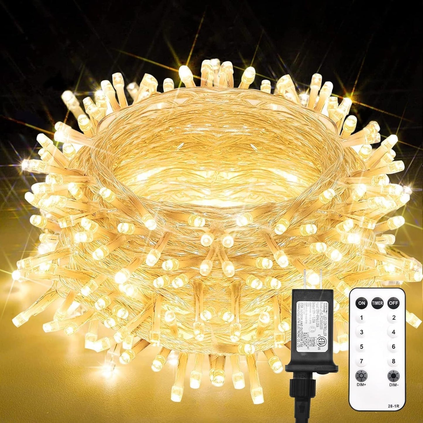 suddus Indoor String Lights with Remote, Warm White Christmas Lights Plug in with Timer, 33ft 100 LED Twinkle Fairy Lights for Bedroom Dorm Xmas Tree