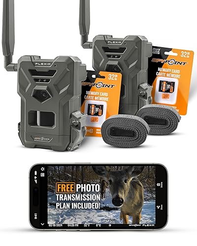 SPYPOINT Flex-M Twin Pack Cellular Trail Cameras - 2 SD Cards Included, Best Hunting Accessories, No WiFi Needed, GPS, Night Vision, IP65