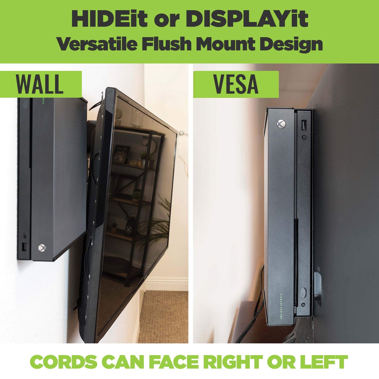 HIDEit Mounts X1X Bundle, Wall Mounts for Xbox One X and Controllers, Steel Mounts for Xbox One X and Two Controller Mounts to Safely Store Your Xbox
