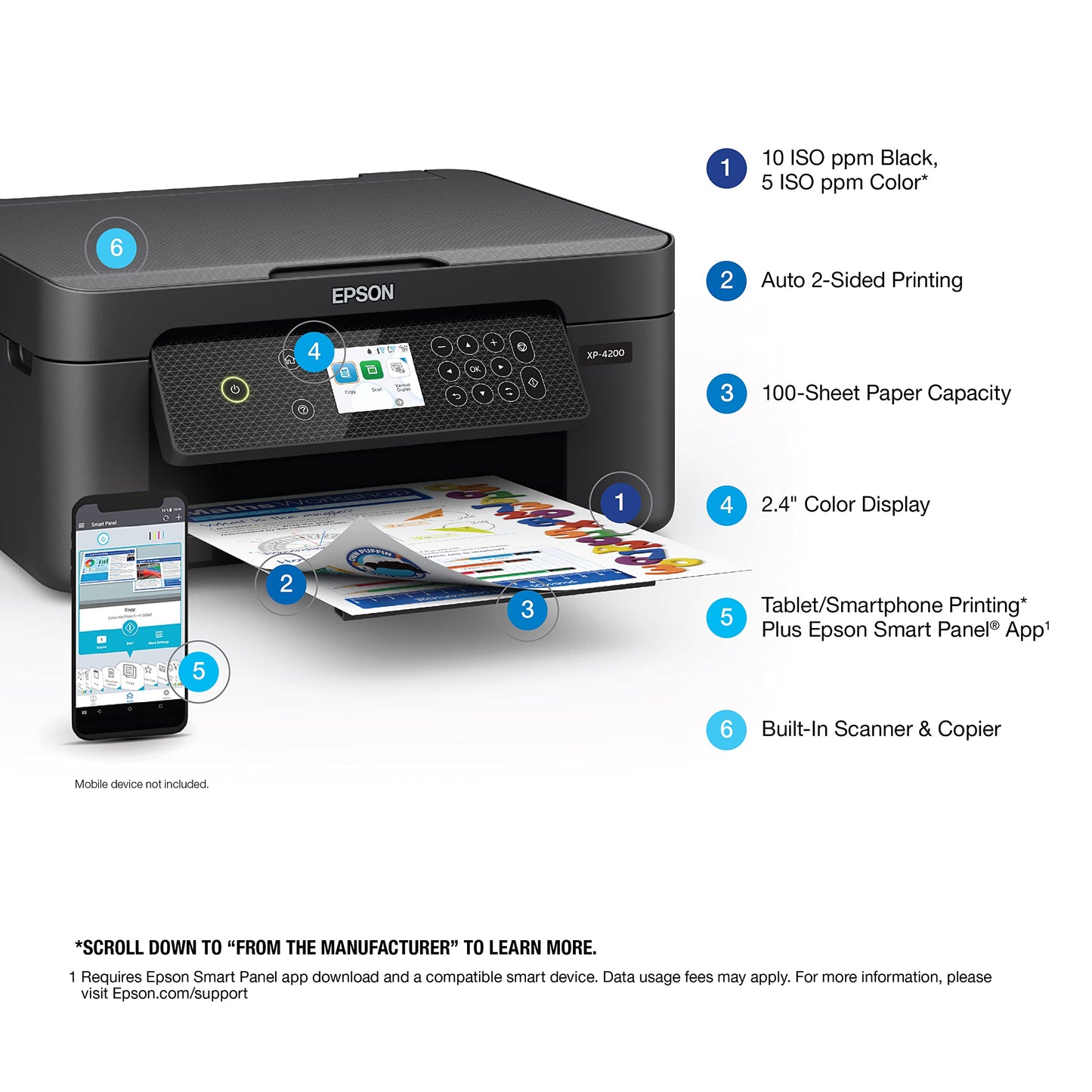 Epson Expression Home XP-4200 Wireless Color All-in-One Printer with Scan Copy, Automatic 2-Sided Printing, Borderless Photos and 2.4" Colorfull