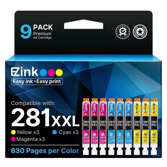 E-Z Ink Compatible for Canon CLI281XXL 281XXL 9 Pack 3C/3M/3Y Ink Cartridge