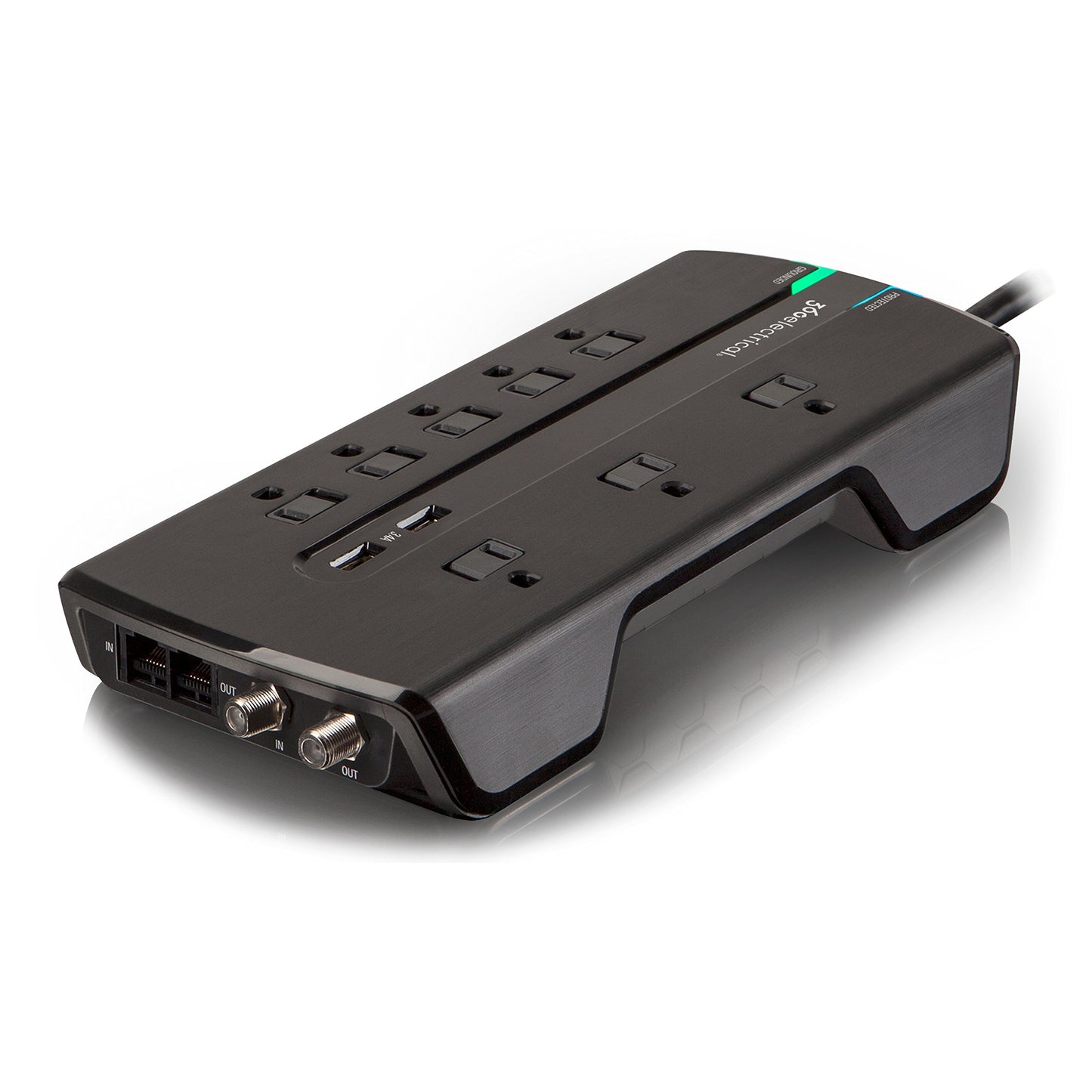 360 Electrical 360543 Director3.4 Surge Protector with 8 Outlets, 3.4 Amp/17 Watt USB Charging and Coax, Black