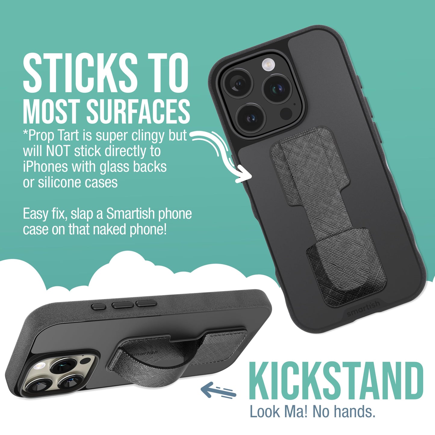 Smartish Phone Grip Loop - Prop Tart - Pop Out Finger Strap and Holder with Kickstand [Compatible with All iPhone & Android Phones] Stick On Phone