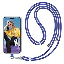 SS Phone Lanyard, Adjustable Detachable Neck Strap with Phone Patch Suitable for Any Cell Phone Smartphones - Blue