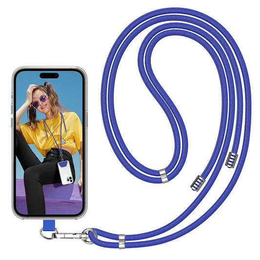 SS Phone Lanyard, Adjustable Detachable Neck Strap with Phone Patch Suitable for Any Cell Phone Smartphones - Blue