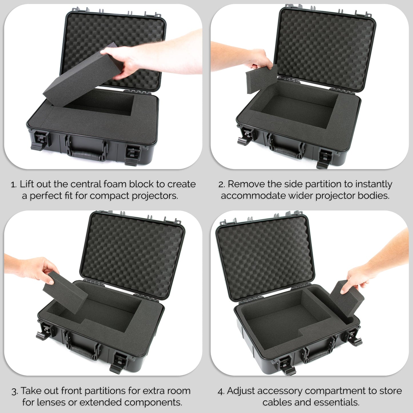 CASEMATIX Hard Shell Projector Travel Case Compatible with Epson VS250 SVGA, VS350 XGA, VS355 WXGA Projectors with HDMI Cable and Remote in Custom