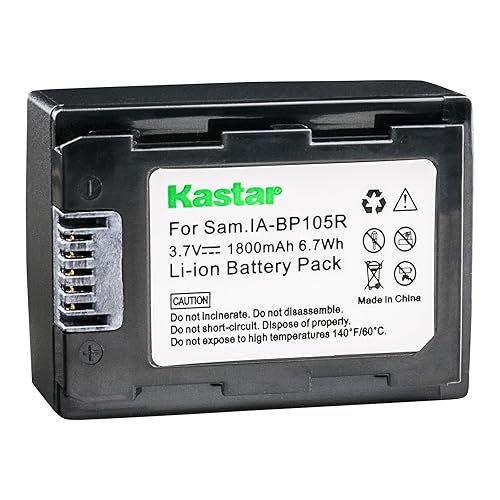Kastar IA-BP105R Battery for Samsung HMX-F80, HMX-F90, HMX-F800, HMX-F900, SMX-F50, SMX-F53, SMX-F54, SMX-F500, SMX-F501, SMX-F530, SMX-F70, SMX-F700
