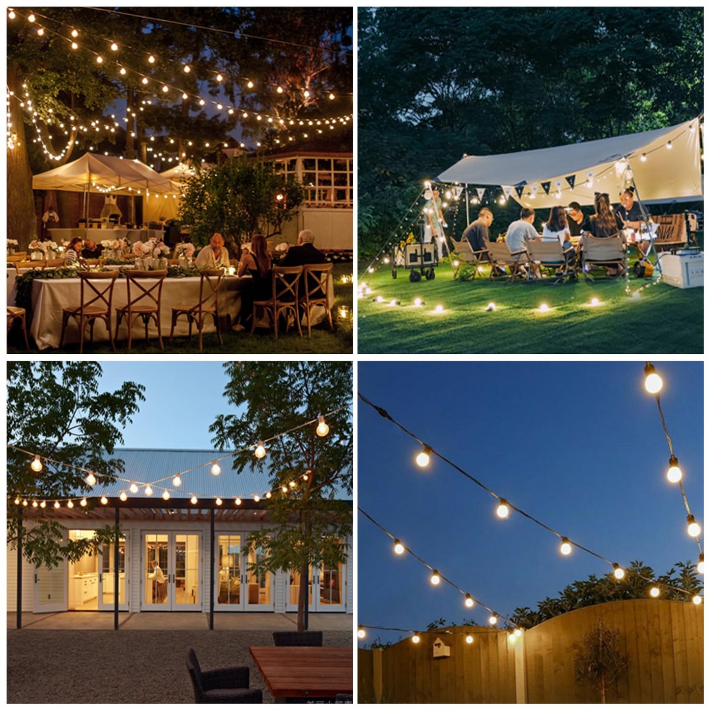 TAICORE Outdoor String Lights with ST38 Clear Globe Bulbs, Black Cord, Waterproof LED Edison Filament Decorative Lighting for Patio, Garden, Backyard