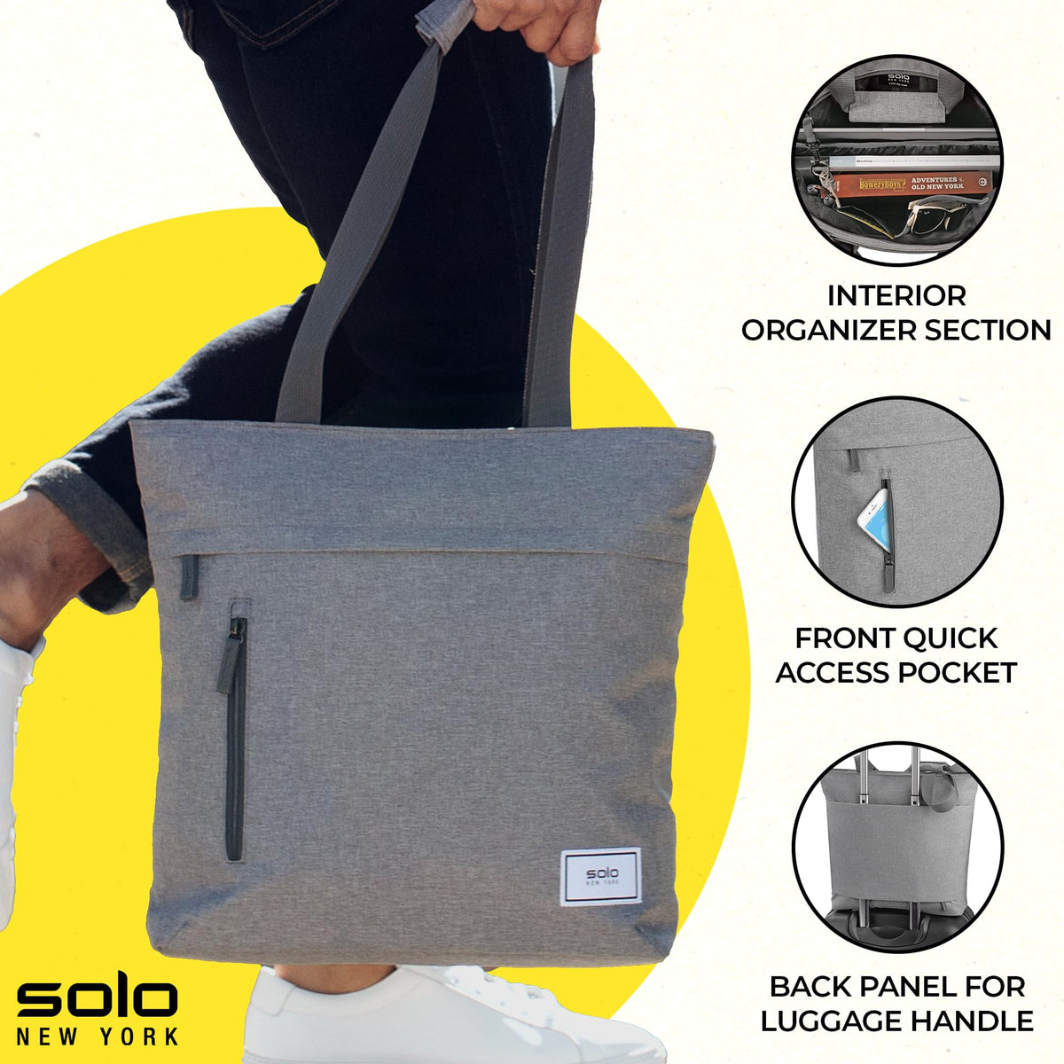 Solo New York Tote Bag for Women - Professional Handbag for Work & Travel, Laptop Purse with Padded Compartment, Front Zippered Pocket, Fits 11"-15.6"