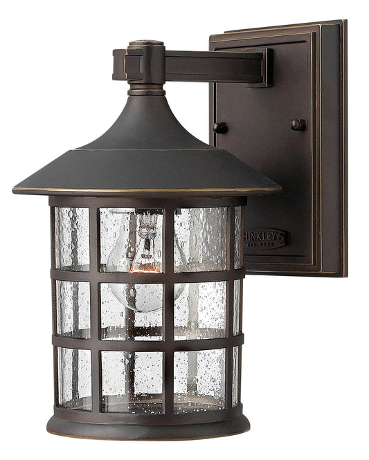 Hinkley Freeport 1800OZ Small Outdoor Wall Mount Lantern, New England Design, Cast Aluminum, Clear Seedy Glass, Oil Rubbed Bronze