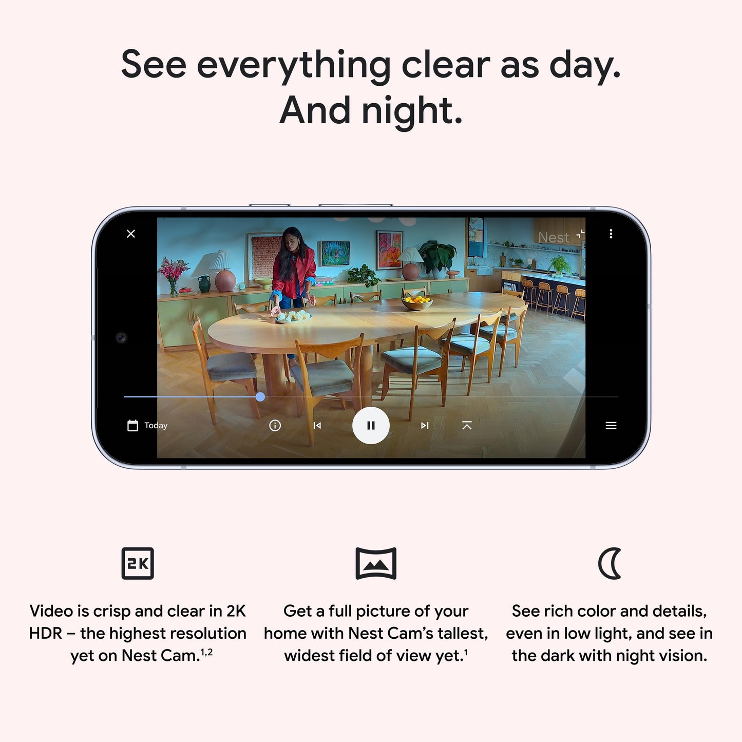 Google Nest Cam Indoor (Wired, 3rd Gen) - Security Camera with 2K Video and Gemini, Night Vision, 2-Way Audio, Works with Google Home - 2025 Model