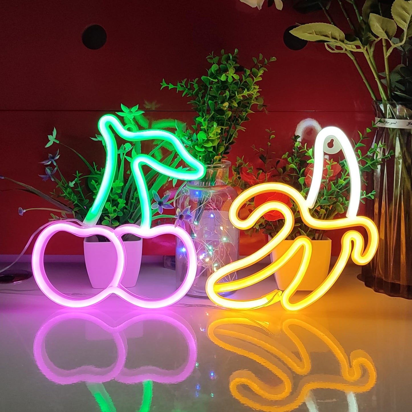 JYWJ Neon Light,USB or 3-AA Battery Powered Neon Signs,LED Desktop Wall Decoration,Various Parties,Decoration Of Business Premises(Banana)