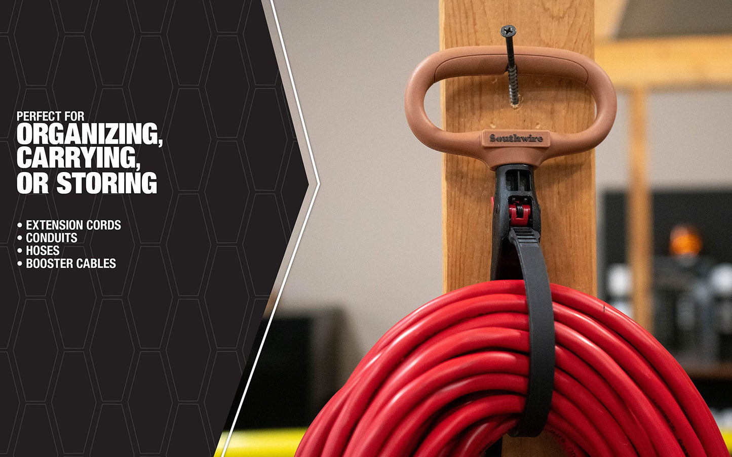 Southwire CLPT04 4-Inch Adjustable Heavy Duty Clamp Tie w/ Rotating Handle; Reusable Zip Down Cable; Brown