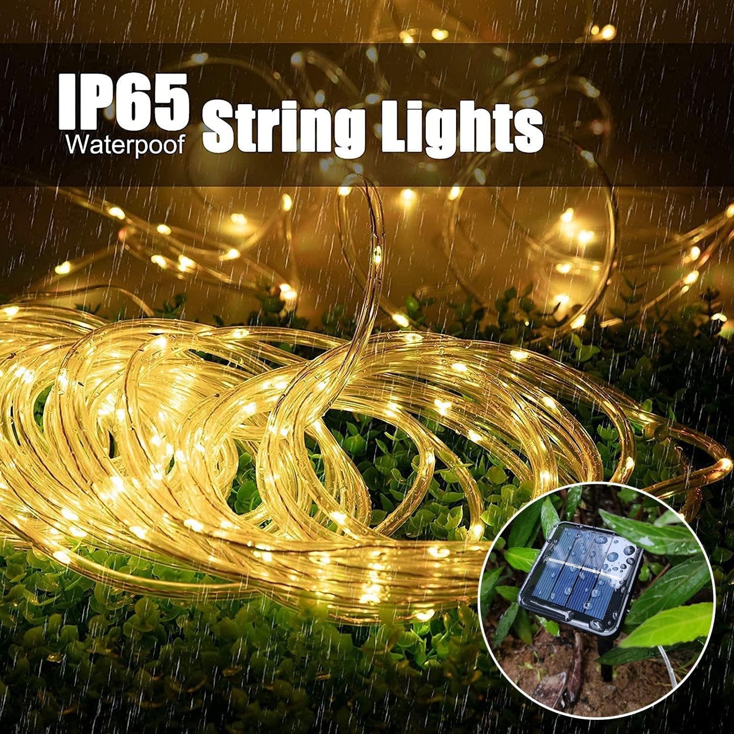 Clearhill Solar Rope Lights 10M/32ft Warm 100LED 8 Modes Waterproof IP65 Outdoor Solar String Lights for Garden, Party, Home, Christmas, Halloween