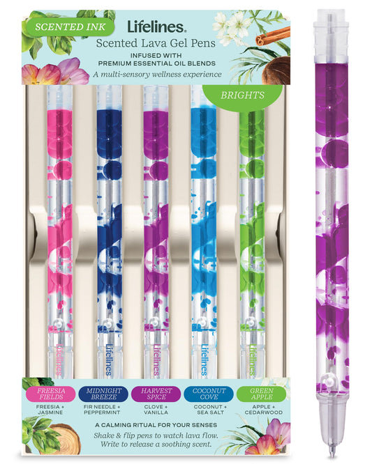 Lifelines Scented Lava Gel Pen Set, 2-Pack (Blue & Red) - 0.7mm Colored Gel Pens Infused with Scented Essential Oil Blends & Mesmerizing Lava - School