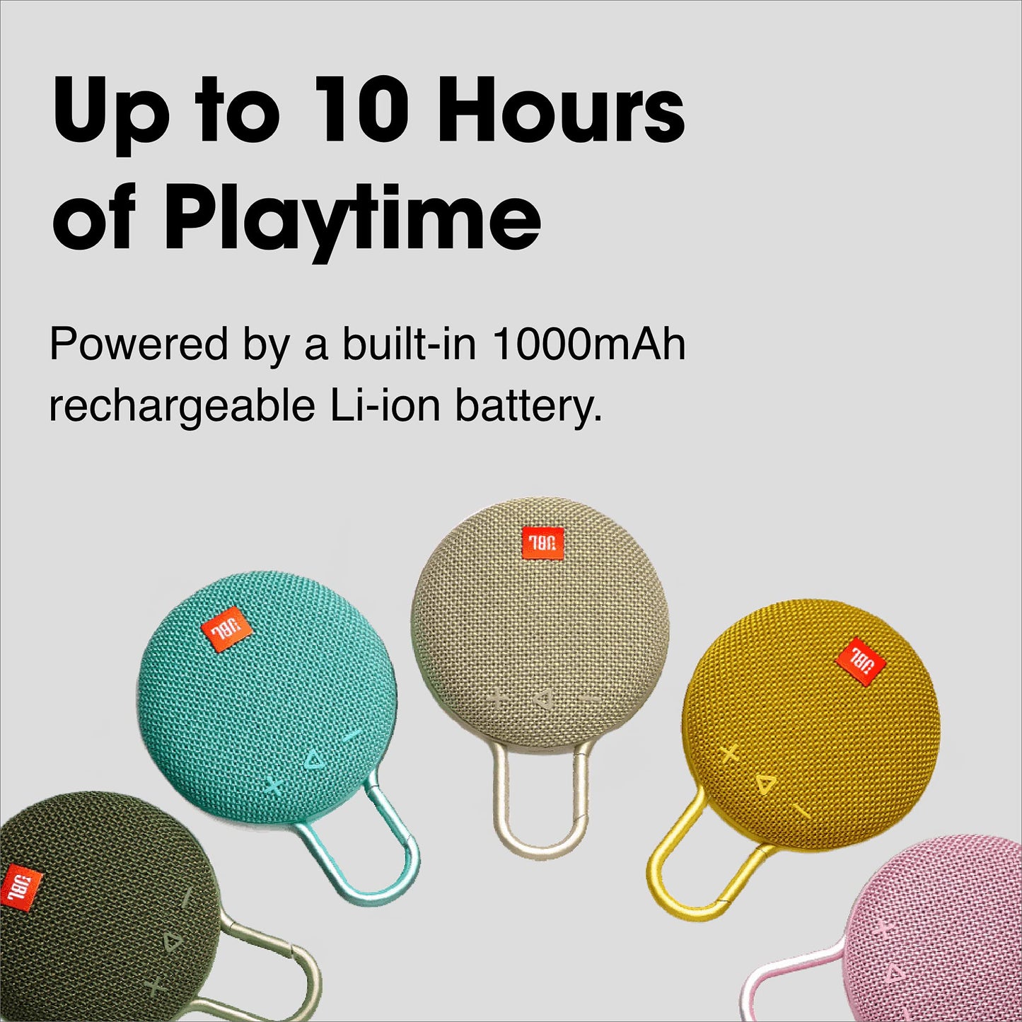 JBL Clip 3, Gray - Waterproof, Durable & Portable Bluetooth Speaker - Up to 10 Hours of Play - Includes Noise-Cancelling Speakerphone & Wireless