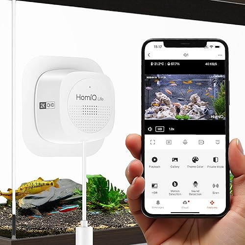 HOMIQ LIFE 3MP 2K Aquarium & Terrarium Pet Camera.Install &Close-Focus Lens for Fish,Lizard, Reptile Pet and Window Bird Feeder,2.4GHz & 5GHz