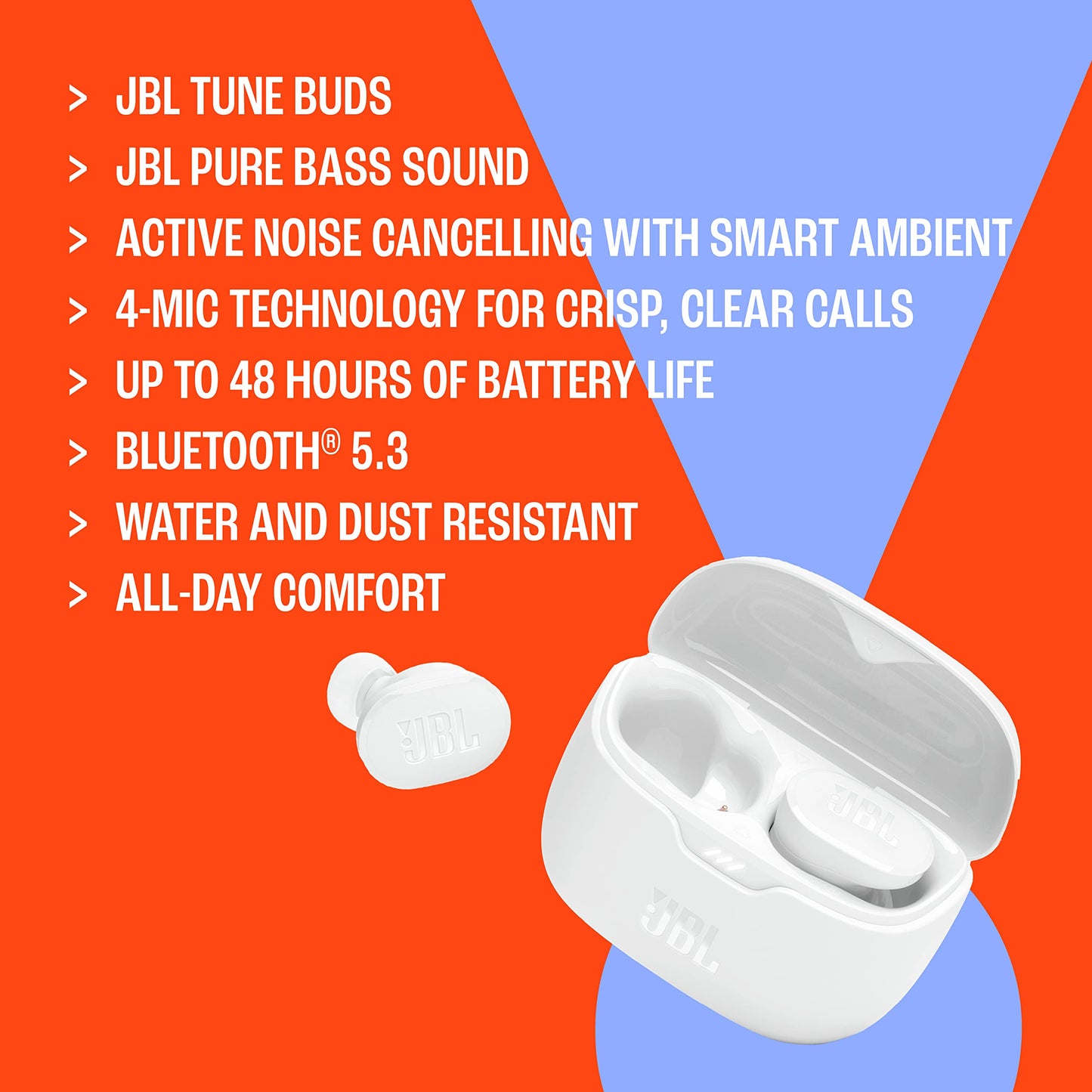 JBL Tune Buds - Noise Cancelling Earbuds - White