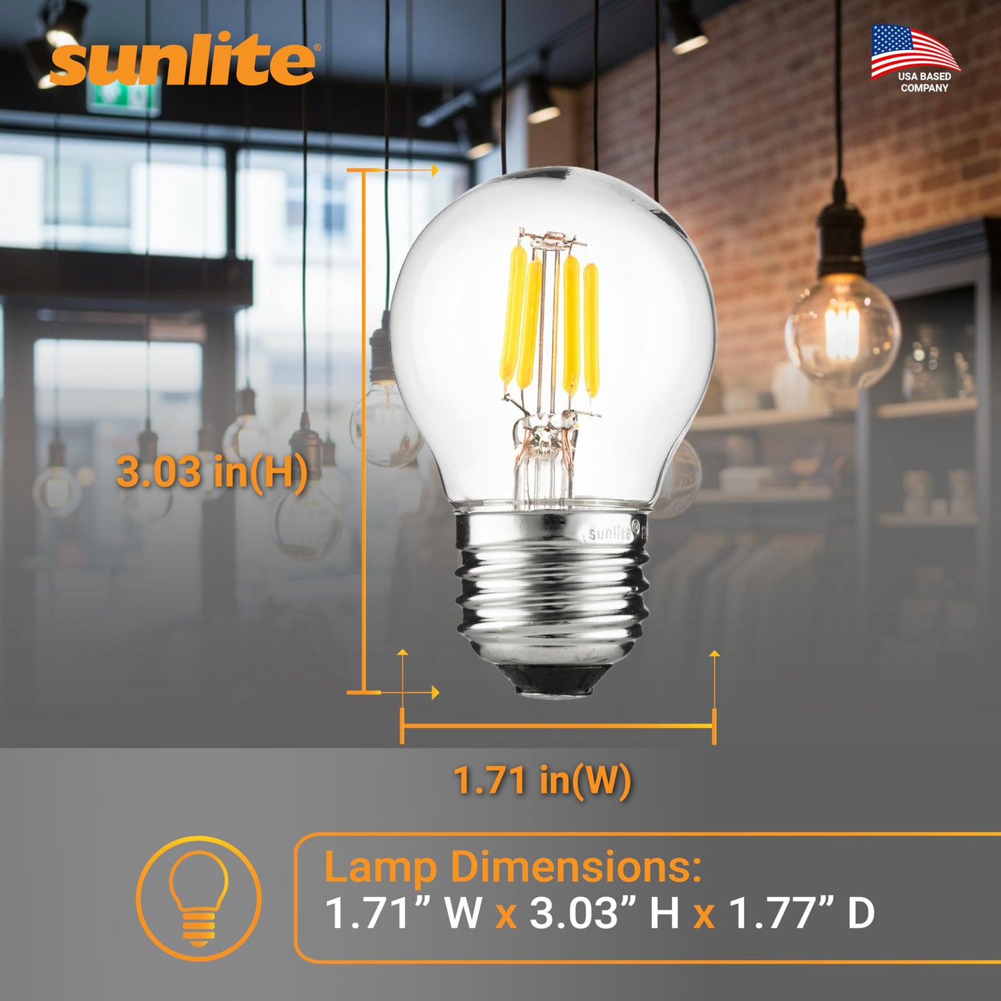 Sunlite LED G16 Filament Globe Light Bulb, 3 Watts (25W Equivalent), 250 Lumens, Dimmable, Medium E26 Base, Short Bulbs for Bedroom, Kitchen, 2700K