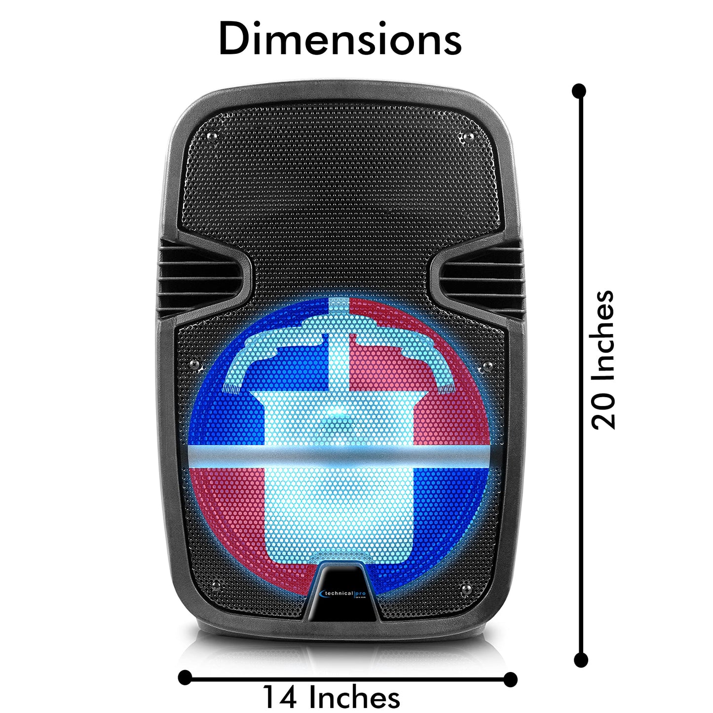 Technical Pro 2000 Watts Rechargeable 12 Inch Dominican Republic Bluetooth LED Speaker with USB/SD Card Inputs, Top Carry Handle for Home, Party