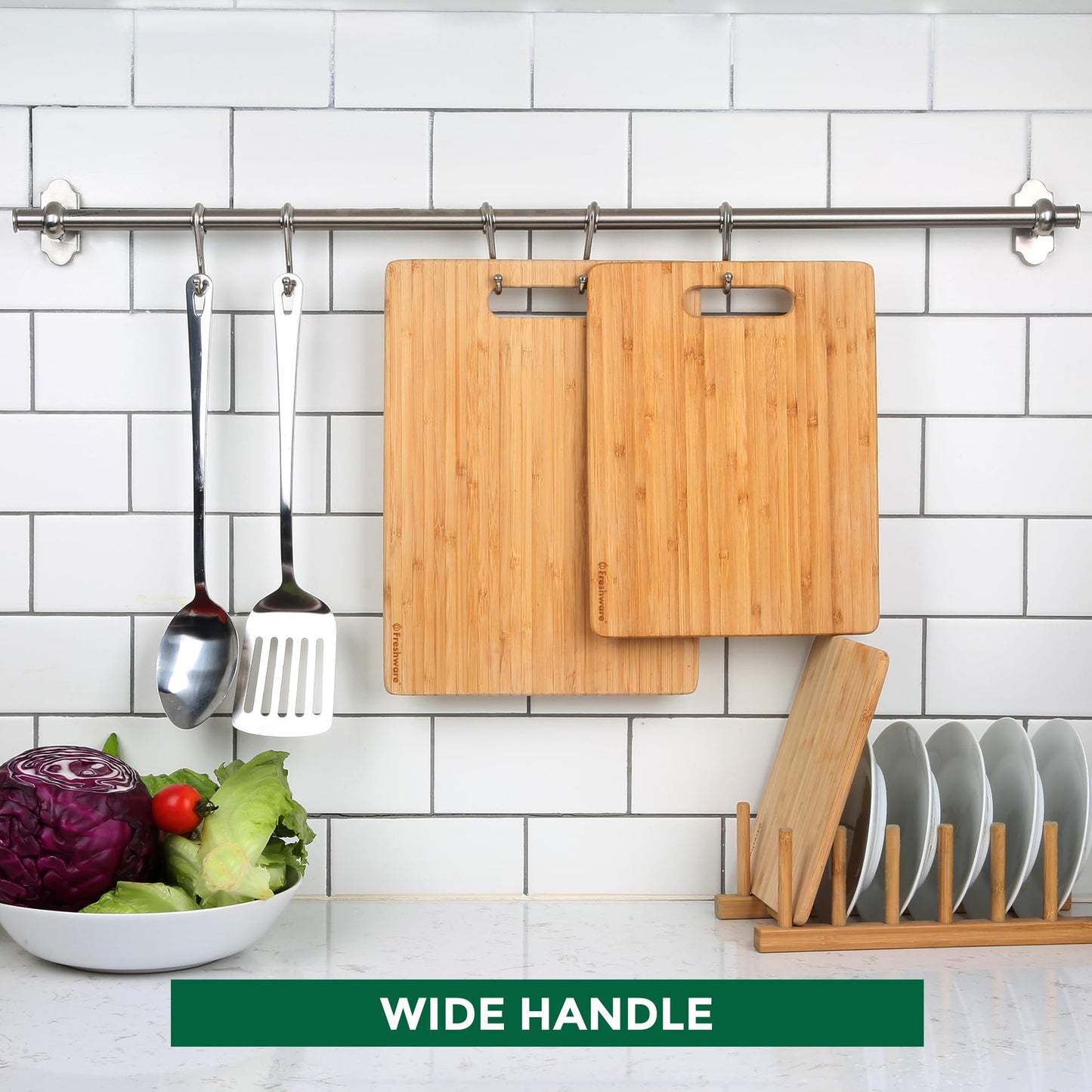 Bamboo Cutting Boards for Kitchen [Set of 3] Wood Cutting Board for Chopping Meat, Vegetables, Fruits, Cheese, Knife Friendly Serving Tray…