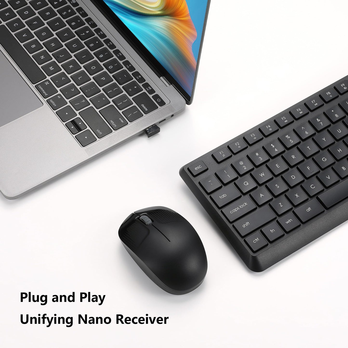 Wireless Keyboard and Mouse Combo for Windows, 2.4G Full-Sized External Cordless Computer Keyboard Mouse Combo for Laptop PC Desktop Chrome Mac