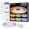 PAUTIX COB LED Strip Lights,32.8ft RGB+CCT 2700K-6500K White LED Lights,Dimmable Color Changing RGB LED Strip Light,with Remote/APP Control,for