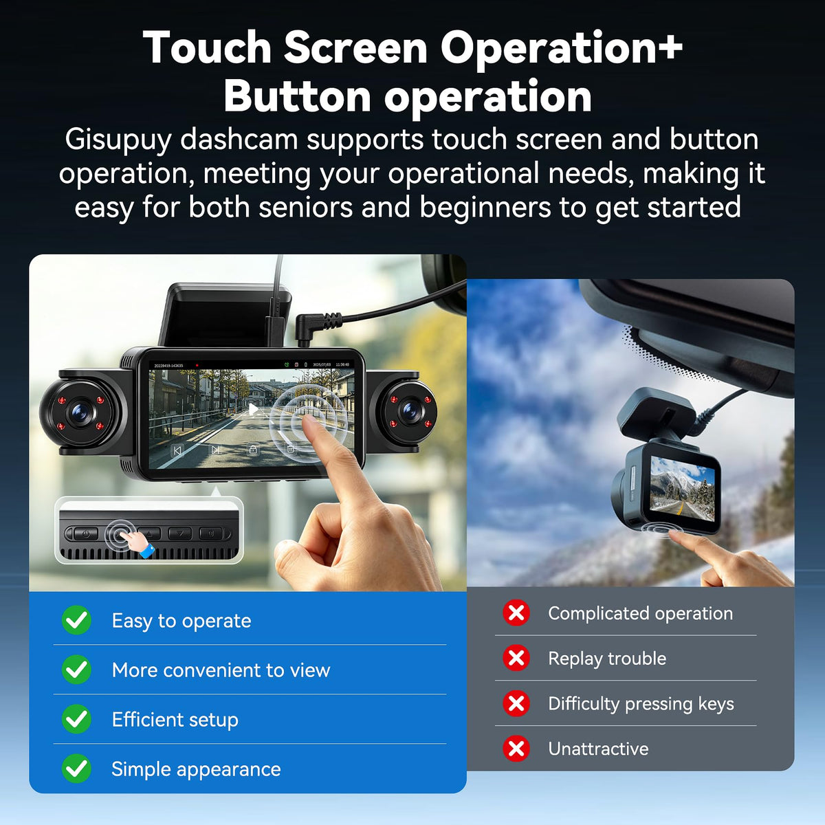 5'' Extra Large 4K Dash Cam Front Rear Left Right, 360° 4 Channel Dash Cam