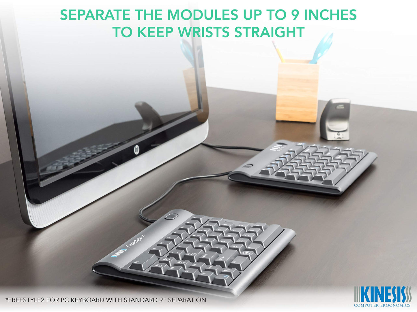 KINESIS Freestyle2 Ergonomic Keyboard for PC (9" or 20" Separation) (9" Separation)