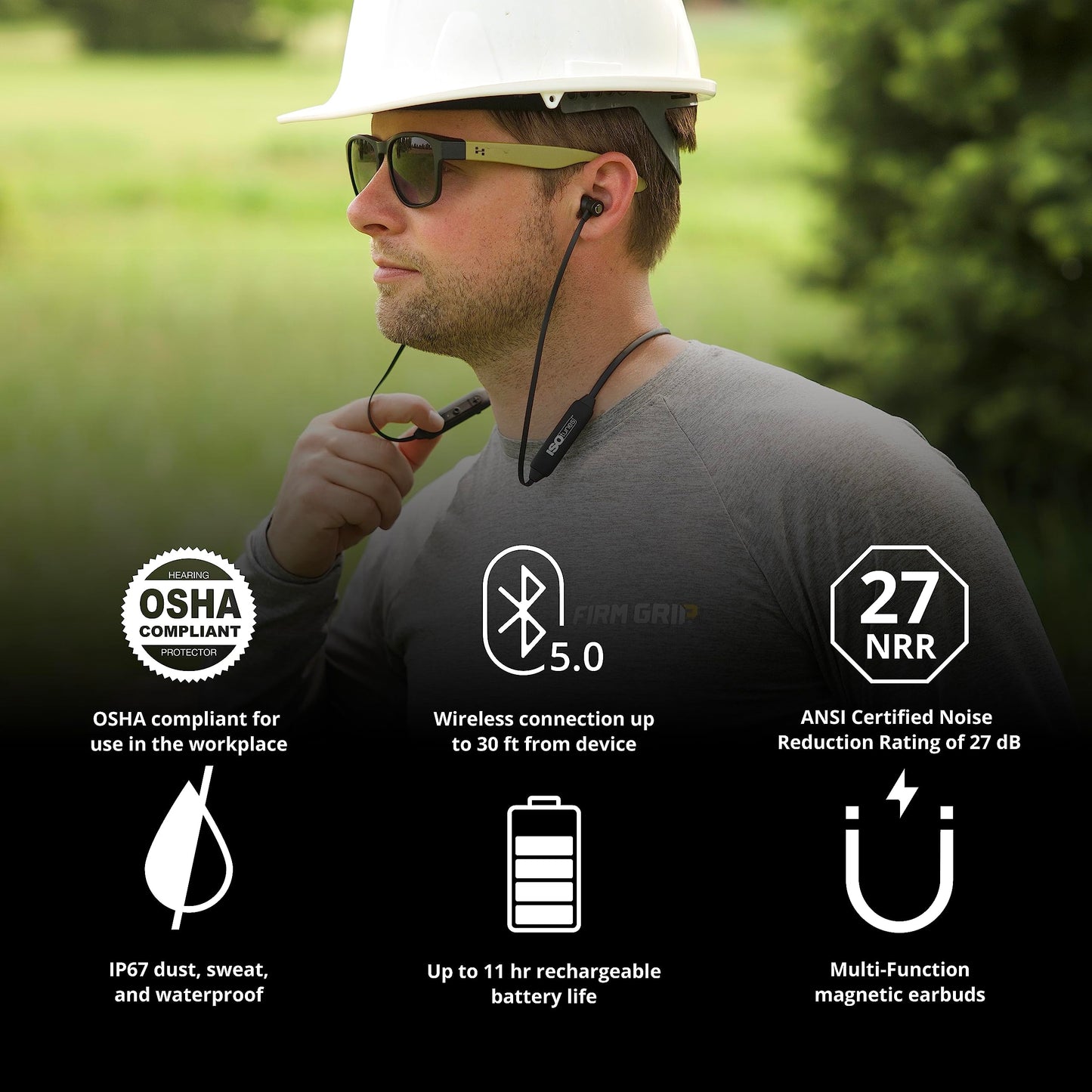 ISOtunes Xtra 2.0 Bluetooth Hearing Protection, OSHA Compliant Work Earbuds