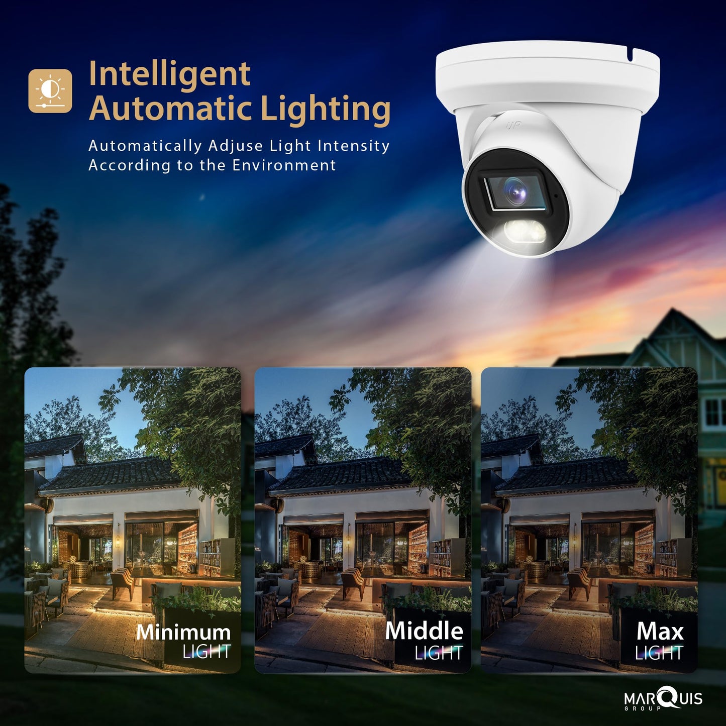 Marquis 8MP 24/7 Full-Color HD TVI/CVI/AHD/CVI Turret Dome with Sony-Starvis CCTV Security Camera, Outdoor Color Night Vision Waterproof Analog