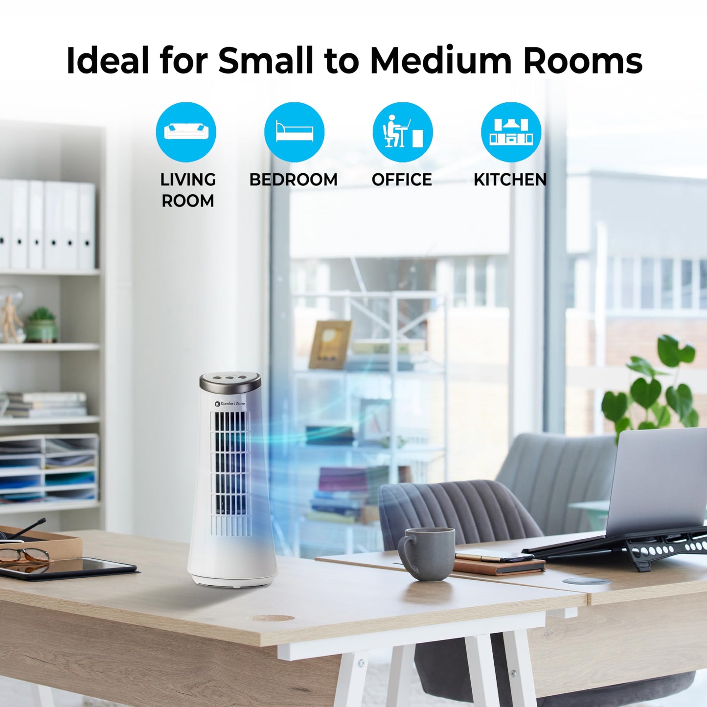 Comfort Zone 12-Inch Oscillating Desktop Tower Fan