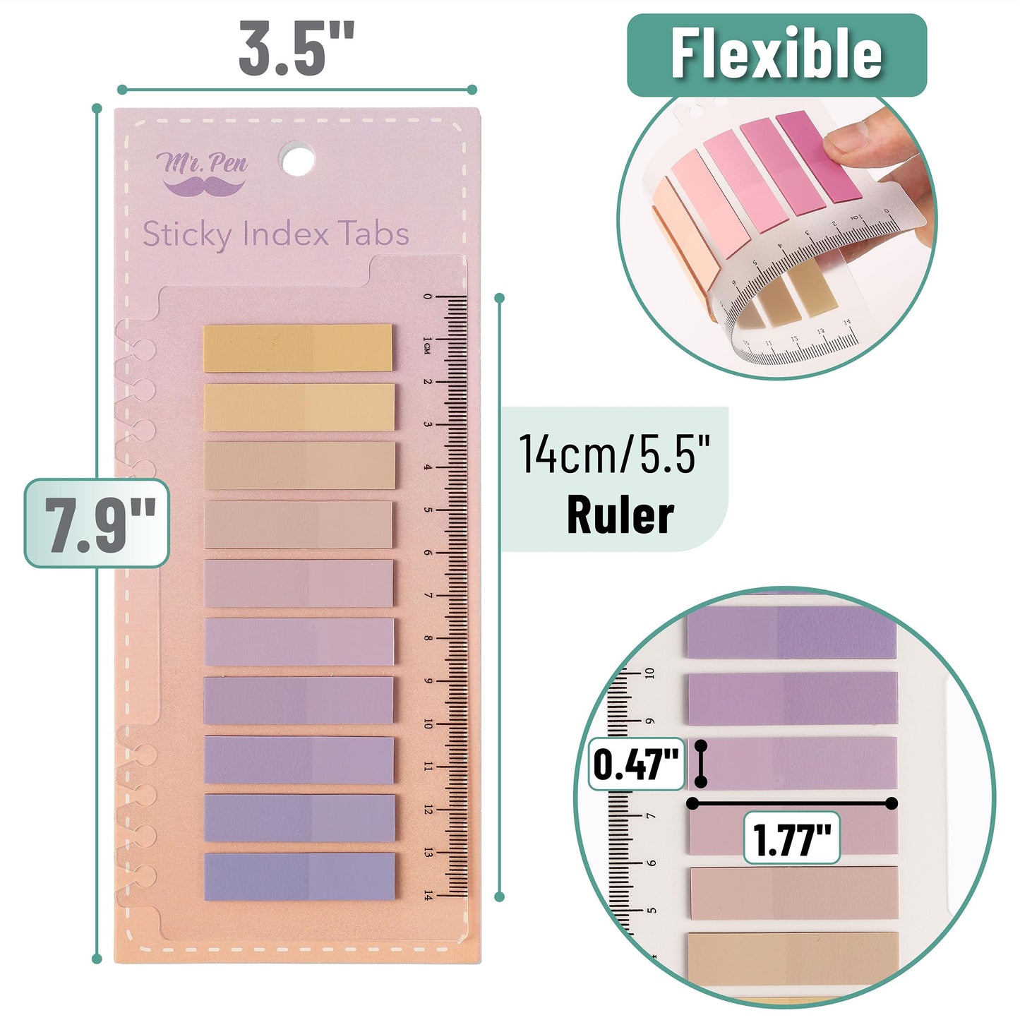 Mr. Pen- Colorful Sticky Tabs, 16 Sets, 3200 pcs, Translucent Page Markers