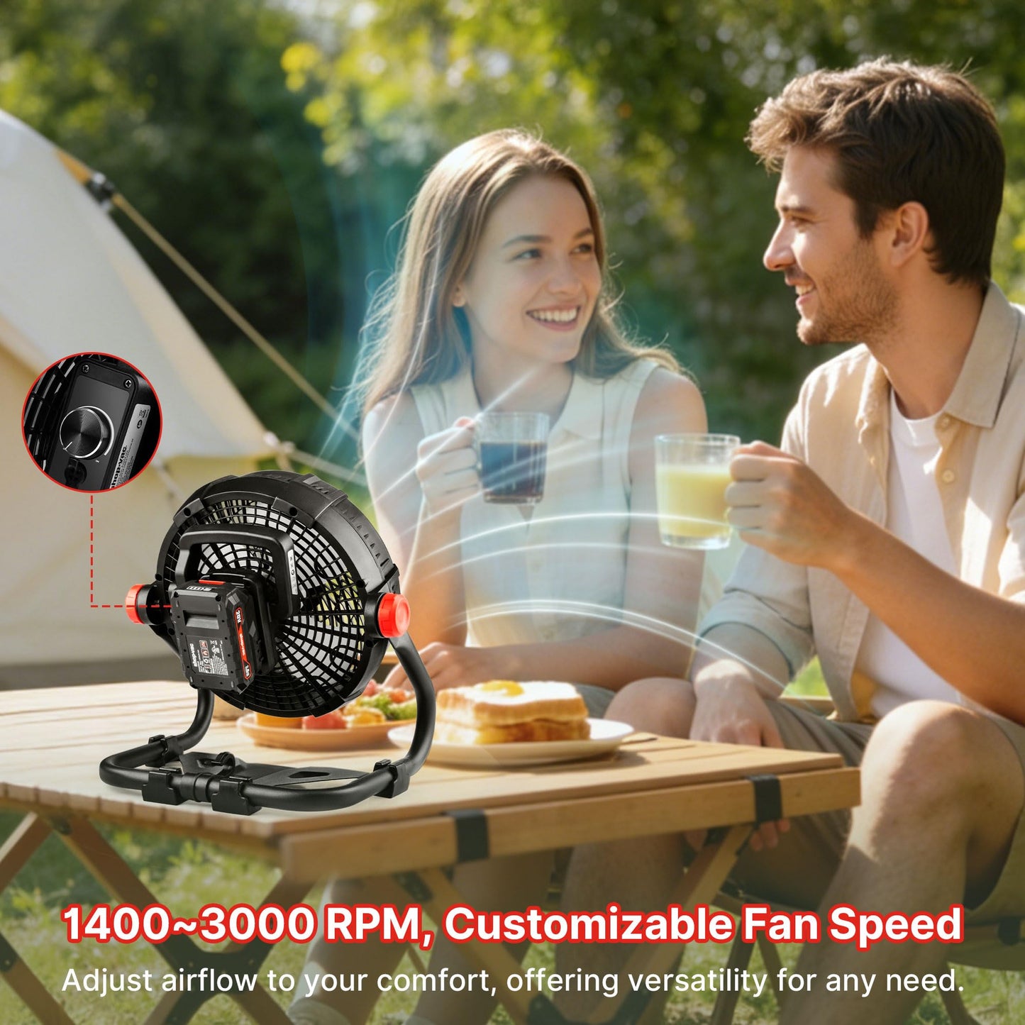 Shop-Vac 20V Portable Fan, 12-Inch Battery Powered Rechargeable Camping Fan