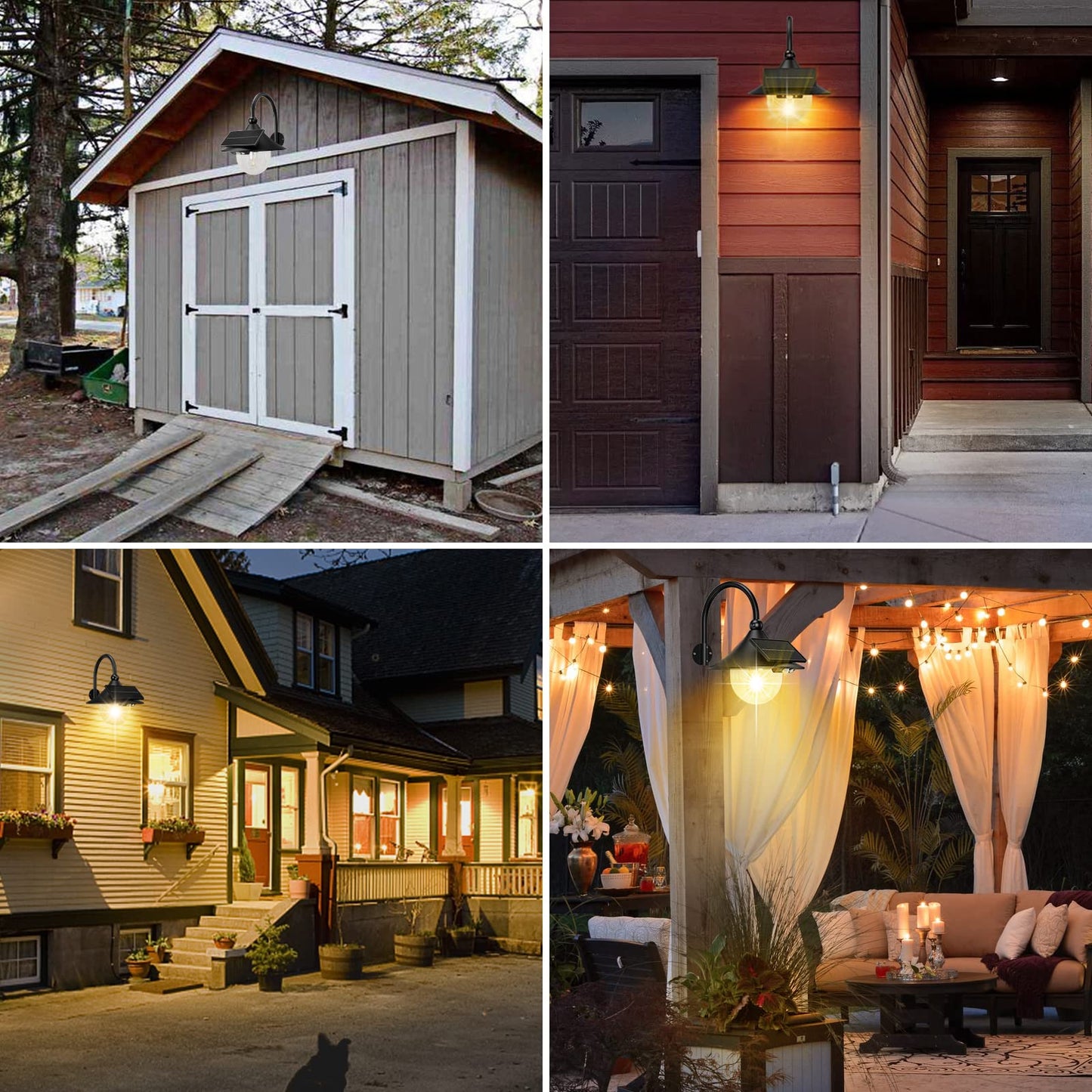 Auzev Solar Lantern Lights Outdoor Retro Solar Barn Light with 3 Lighting Modes & Motion Sensor, Wall Mount Waterproof Outside for Farmhouse, Patio