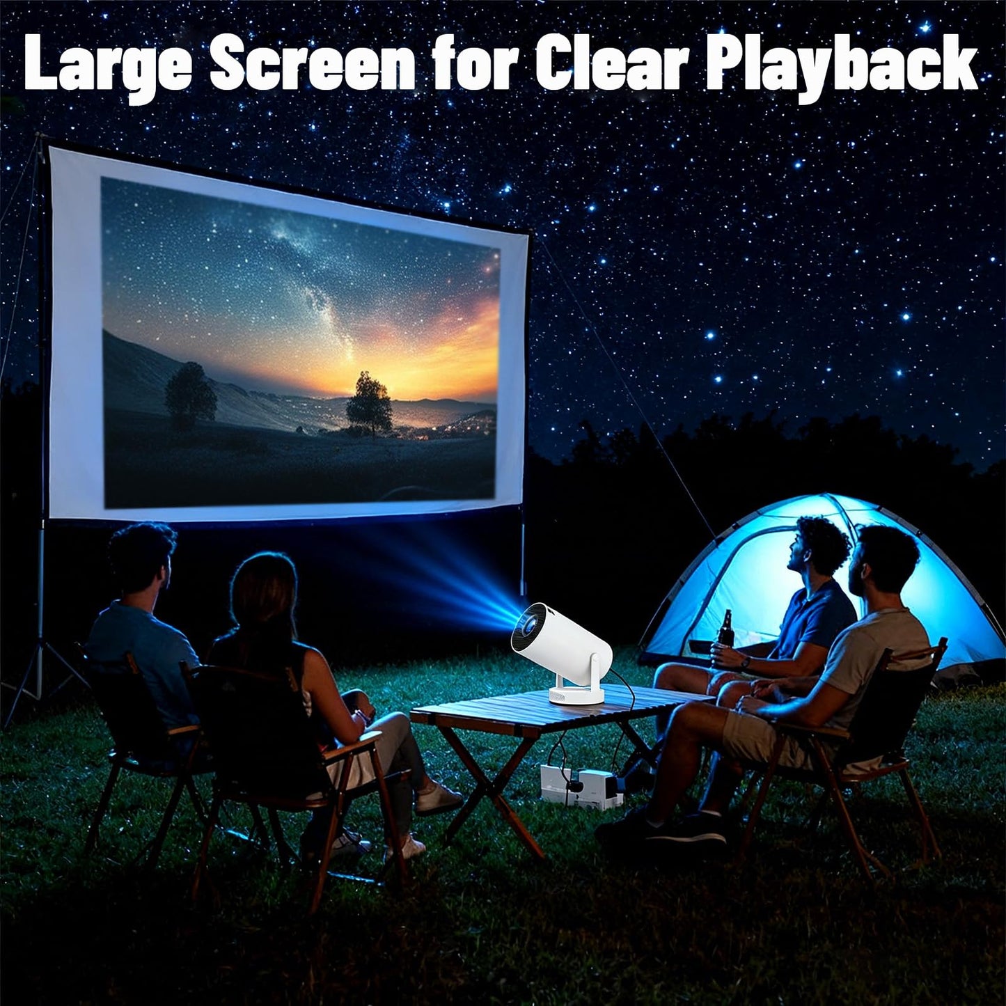 Lumi Beam Projector, Lumi Beam Portable Projector, Mini Wall Movie Projector for Bedroom, Pocket-Sized 180° Rotation, Auto Keystone, Window Scenes
