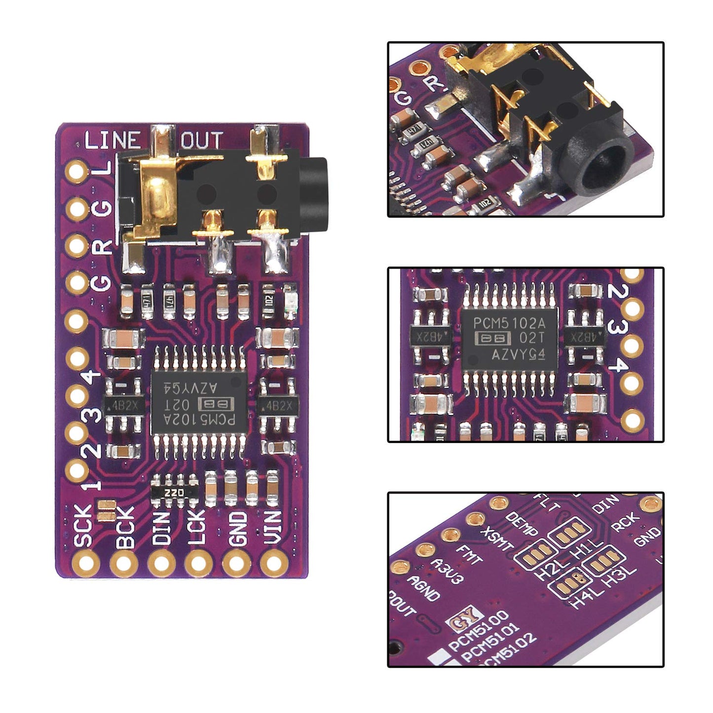 AITRIP 2 pcs PCM5102 I2S IIS Lossless Digital Audio DAC Decoder Module Stereo DAC Digital-to-Analog Converter Voice Module Compatible with Arduino
