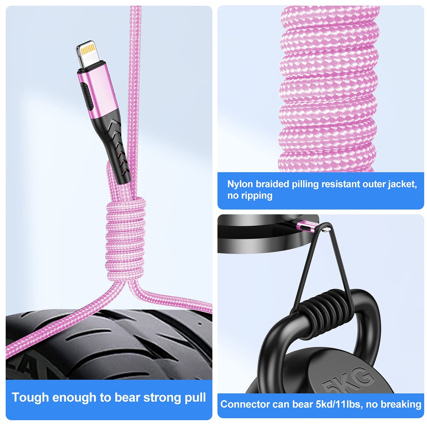iPhone Charger, [Apple MFi Certified] 3Pack 10FT USB A Cable for Long Charger Cable, Fast iPhone Charging Cord Compatible with with iPhone Xs…