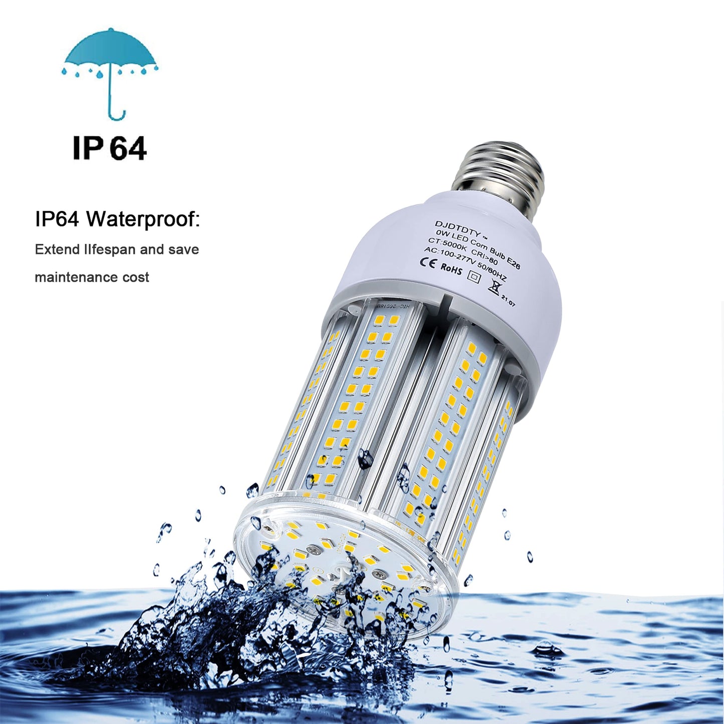 DJDTDTY 32W LED Light Bulb, E26 Base with E27 Adapter, 5000K 5000LM LED Light Bulb for Garage Warehouse Workshop Barn (32Watts)