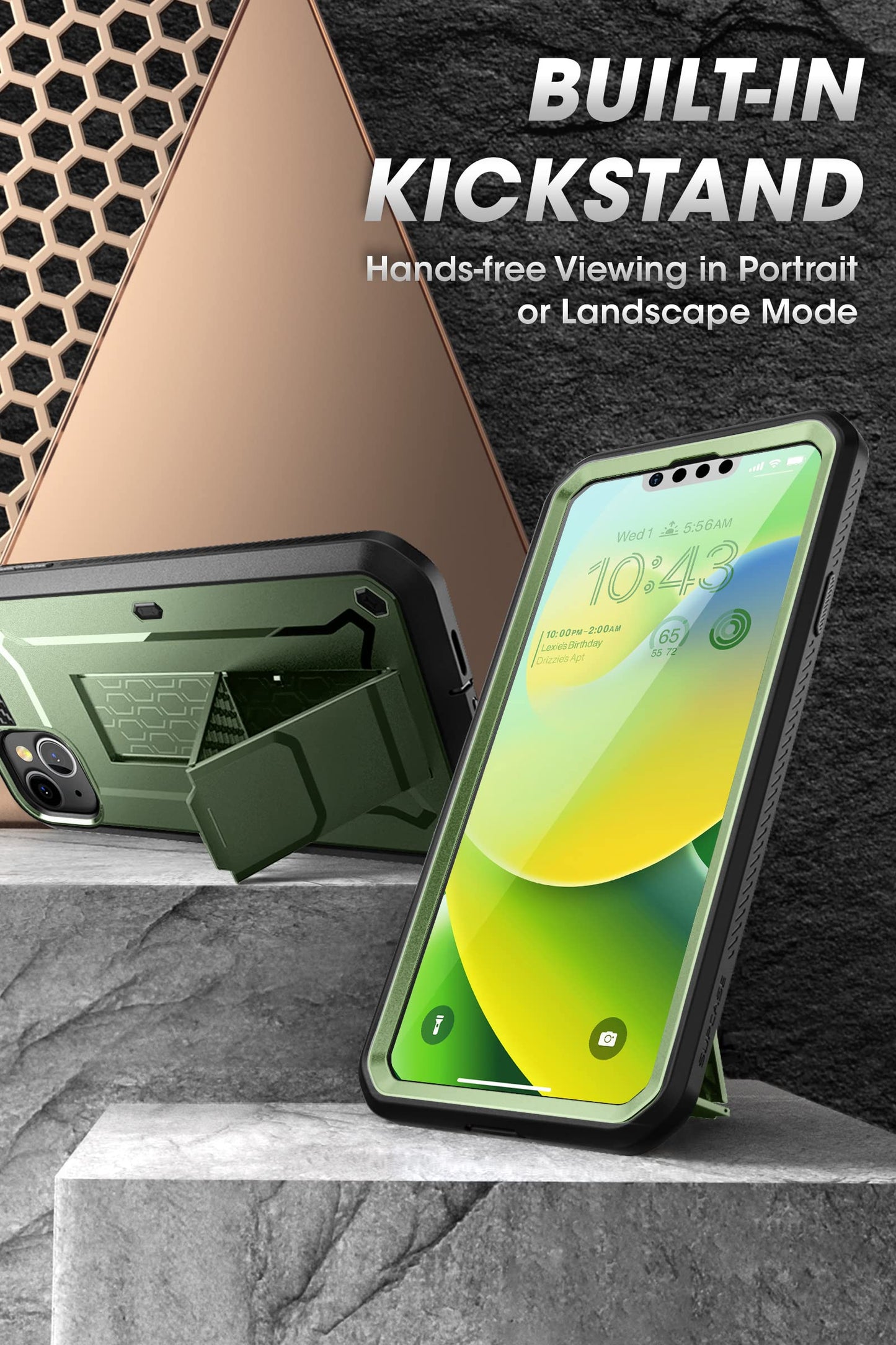 SUPCASE for iPhone 14 Case with Stand & Belt-Clip (Unicorn Beetle Pro), [Built-in Screen Protector] [Military-Grade Drop Protection] Heavy Duty Rugged