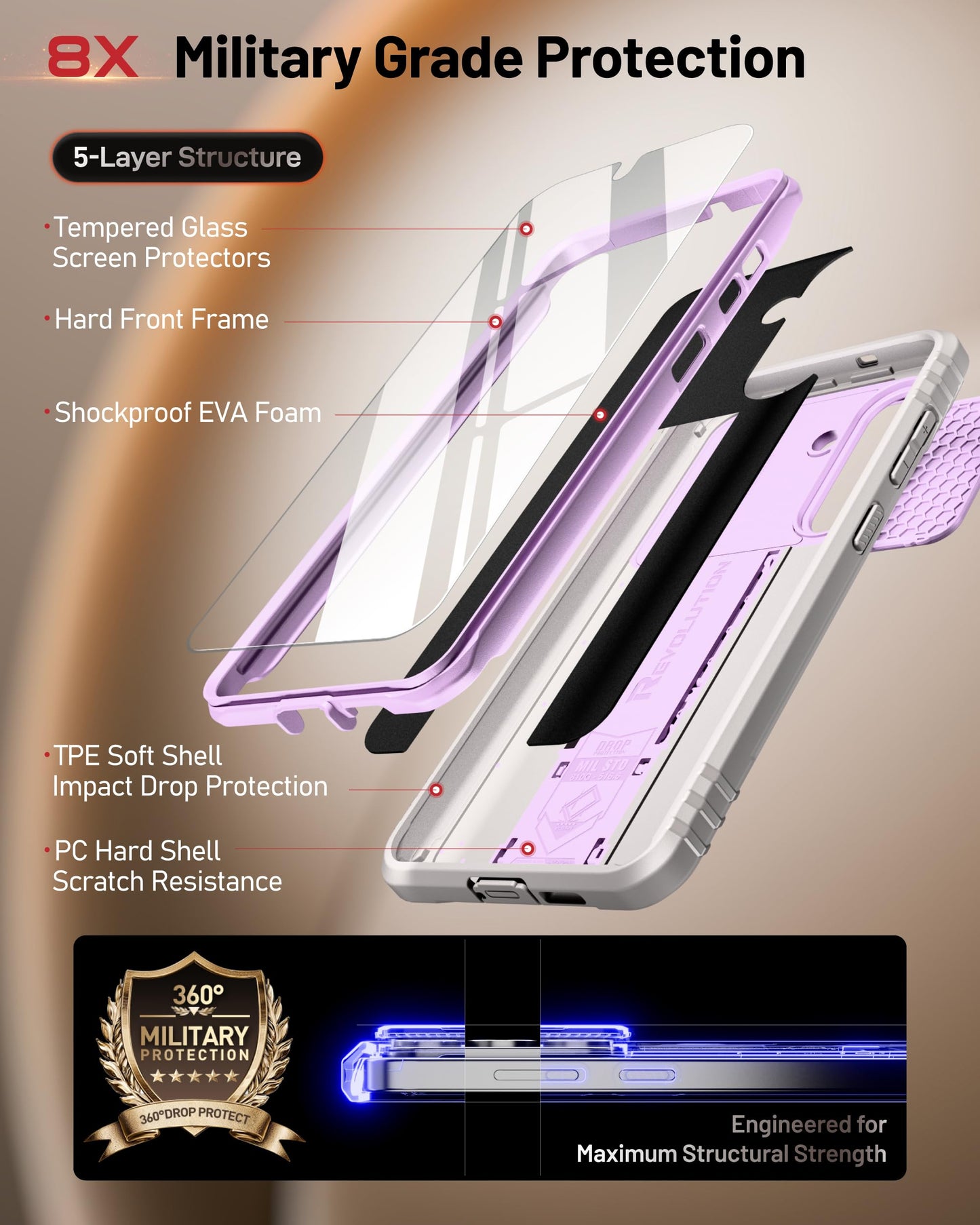 Poetic Revolution Case for Samsung Galaxy S26 Plus, [Slide Camera Cover], [20FT Mil-Grade Drop Tested], Full-Body Military Grade Rugged Dual-Layer