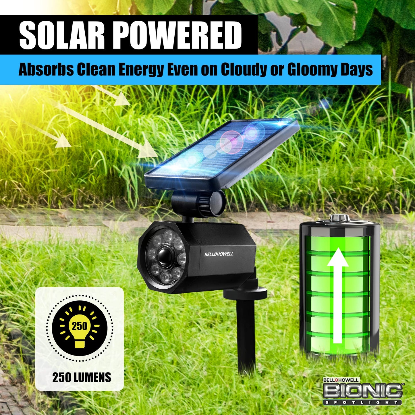 Bell+Howell Bionic Spotlight Motion Solar Spot Lights Outdoor Waterproof, Landscape Light, Outdoor Solar Yard Lighting Weather Resistant, Super Bright