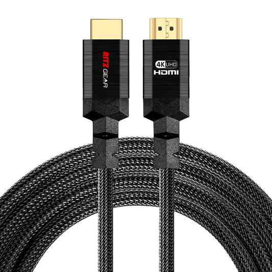 Ritz Gear 4K HDMI 2.0 Cable 3 ft. [10 Pack] 18 Gbps Ultra High Speed Braided Nylon Cord & Gold Connectors - 4K@60Hz/UHD/3D/2160p/1080p/ARC & Ethernet.