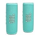 JBL FLIP 6 Waterproof Portable Bluetooth Speaker Bundle - Teal (Pack of 2)