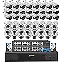 4COVR 4K 64 Channel Security Camera System PoE Human/Vehicle Detection, UtraHD 8MP NVR 16TB HDD, 24 Dome 24 Bullet 8MP Commercial IP Camera IP67 Night