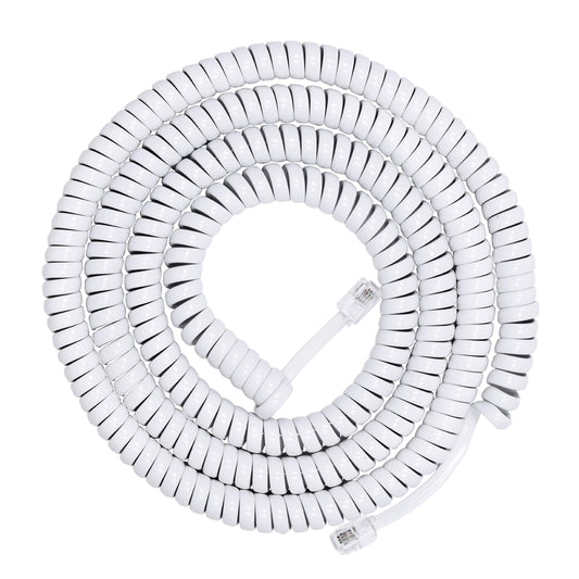 Power Gear Coiled Telephone Cord, 4 Feet Coiled, 25 Feet Uncoiled, Phone Cord works with All Corded Landline Phones, For Use in Home or Office, White
